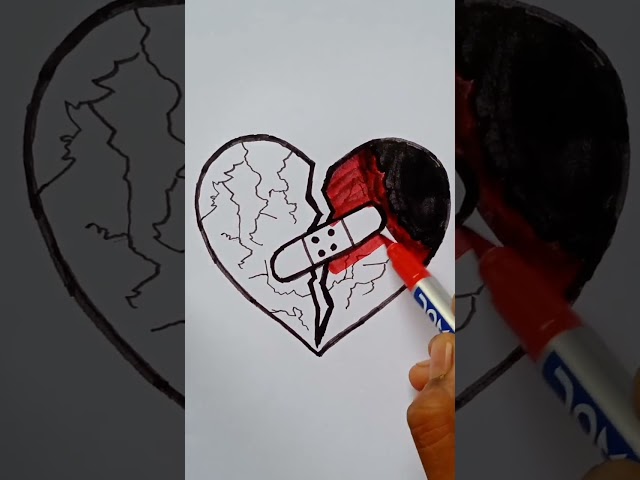 creative drawing broken heart ✨💫#viral #shorts #trending #drawing #youtubeshorts