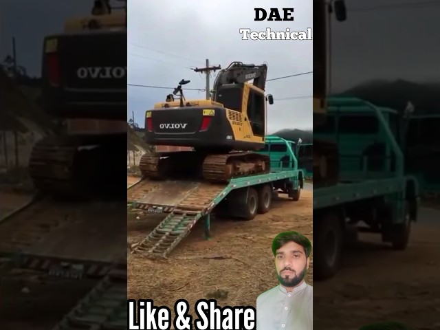 Powerful volvo excavator unloading process from lorry truck #shorts #youtubeshorts #shortvideo