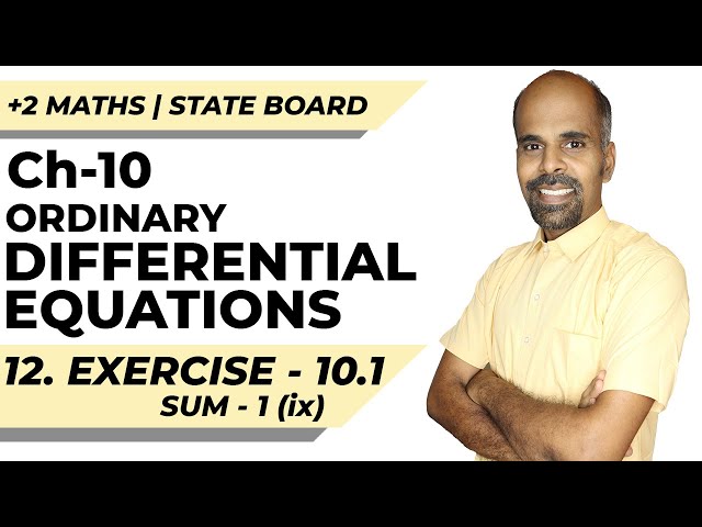 Class 12 | Ex - 10.1 | Sum No. 1(ix) | Ordinary Differential Equations | State Board | ram maths