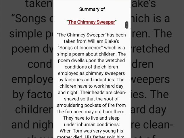 The Chimney Sweeper Class 11 Summary