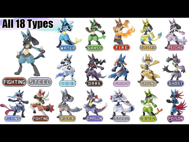 All 18 Types Mega Lucario Evolutions | Pokémon Type Swap Animation | Max S