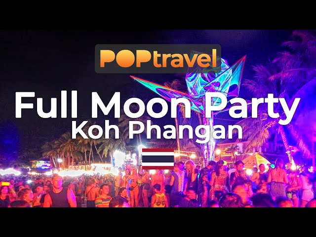 Walking on HAAD RIN BEACH / Koh Phangan (Thailand) 🇹🇭- Full Moon Party - 4K (UHD)