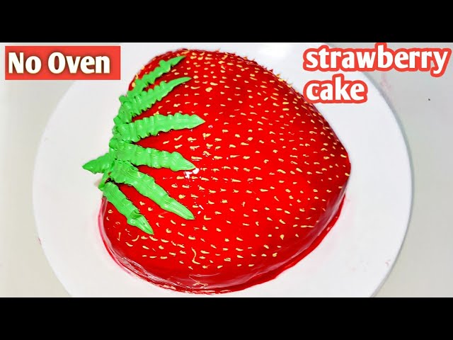 Strawberry cake/Strawberry Shape Cake /No eggs/No Oven/ No Condensed milk/ COOK WITH SHAGUN
