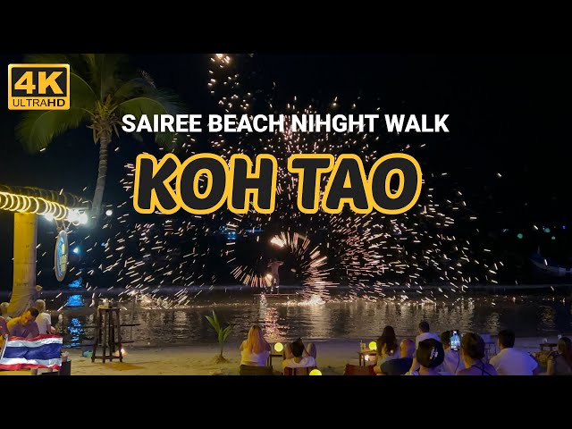 Sairee Beach Walking | Koh Tao Night Walk 4k | Thailand Travel 🇹🇭