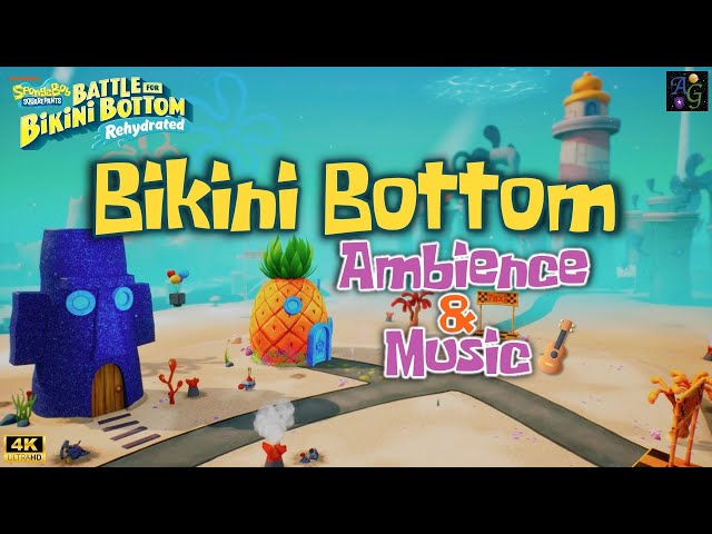 Bikini Bottom Ambience & Music 🍍🫧 1+ HOUR of SpongeBob's Undersea World w Classic Hawaiian Guitar 🌺
