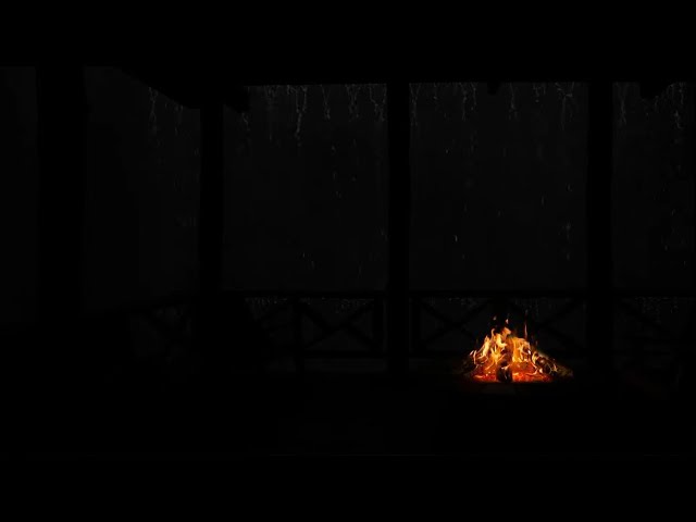 Cabin Ambience with Rain and Fireplace Sounds for Focus - Work and Relax 🌧️ | Warm fireplace