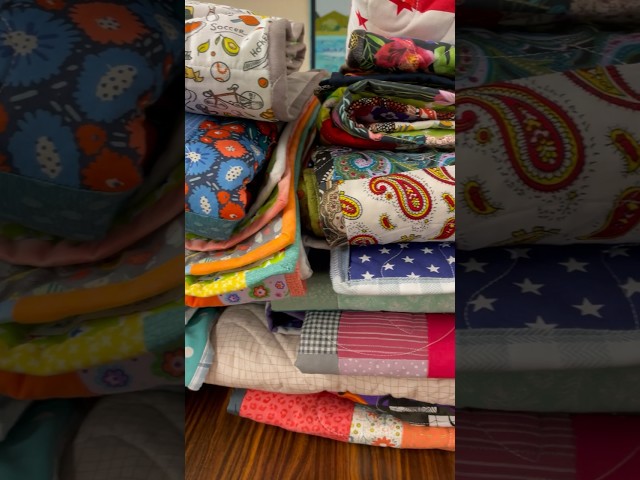 Colourful kids' quilts ready for donation to Project Linus ❤️  #quiltingtutorial  #sewing #quilt