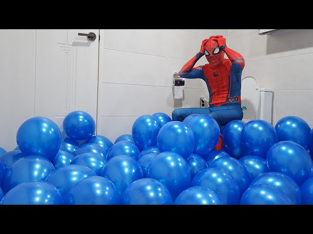 Spider Man Popping Balloons İn Mansion! ( Balloon Prank , Spider-Man In Real Life , Nerf Gun War )