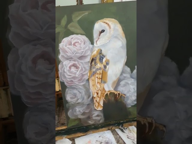 Painting a Barn Owl with oils, a deliciously slow and reverent process.