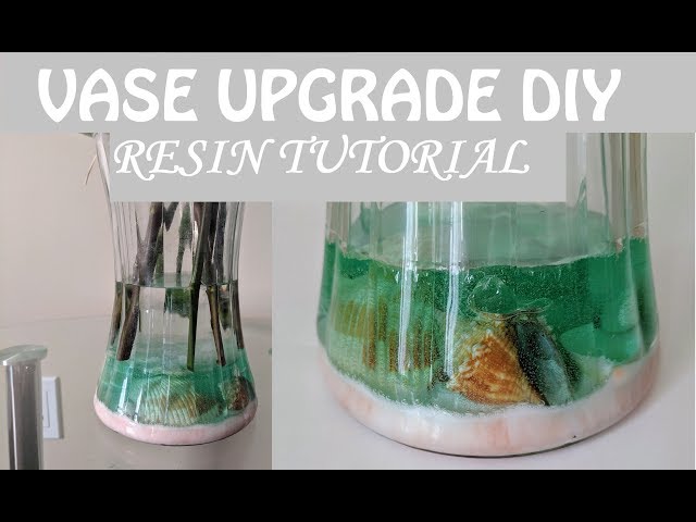 DIY Simple Vase upgrade with ocean bottom- resin tutorial