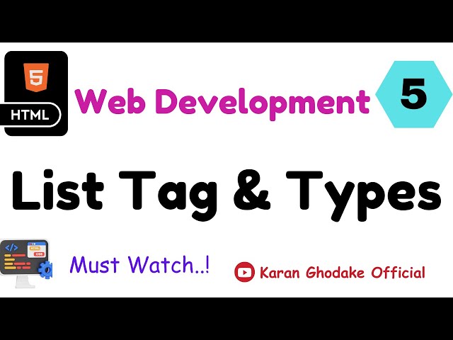 list tag and types of list tag in HTML | Ordered, Unordered & Defination/Description | #programming