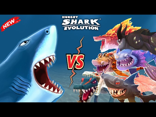 Hungry Shark Evolution: All evolved sharks VS regular sharks (All Unlocked) | Comparison 2024