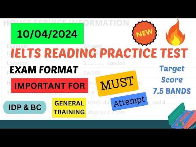 ielts general reading practice test 2024 with answers | 10.04.2024