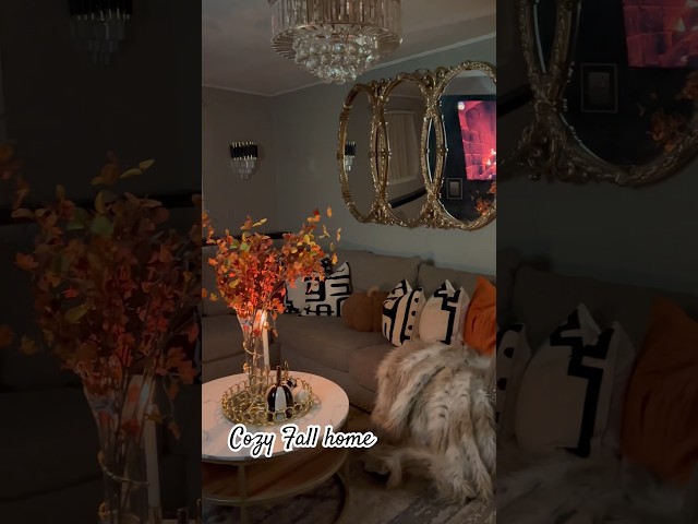 COZY HOME VIEWS/ STYLE WITH ME/ FIREPLACE/ COZY FALL NIGHTS/ FALL AMBIENCE/ HOME DECOR #fall #autumn