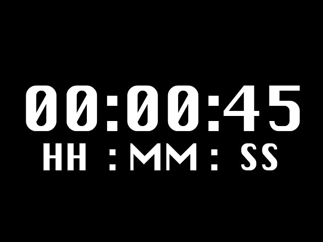 45 Second  Timer Clock 4K | Latest | Black & White | Minimalistic Countdown Timer