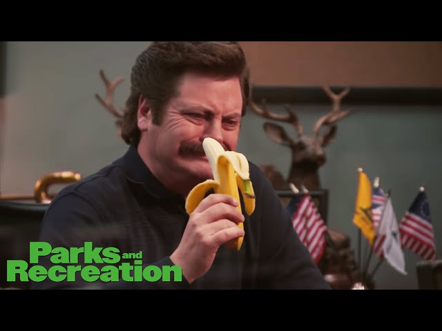 #SHORTS | Ron Swanson Tries To Eat A Banana | Parks & Recreation