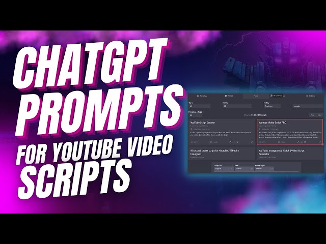 ChatGPT Prompts for YouTube Video Scripts | Create Engaging Content with AI