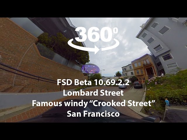 FSD Beta 10.69.2.2 Autonomous 360 drive through crooked Lombard Street, San Francisco Tesla  FSDbeta