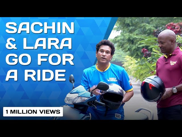 Sachin Tendulkar and Brian Lara go for a ride on a scooter| Wear Helmet | Road Safety World Series