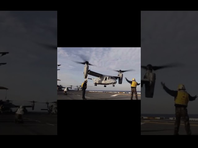 US MV-22 Osprey Takeoff From Carrier Flight Deck #Shorts