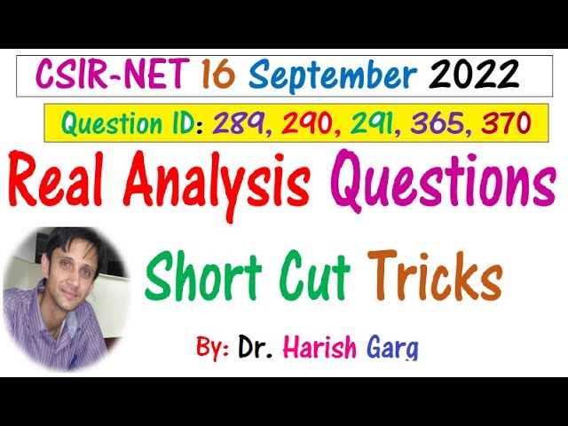 Real analysis Questions |CSIR NET September 2022 Mathematics|Short Cut Tricks