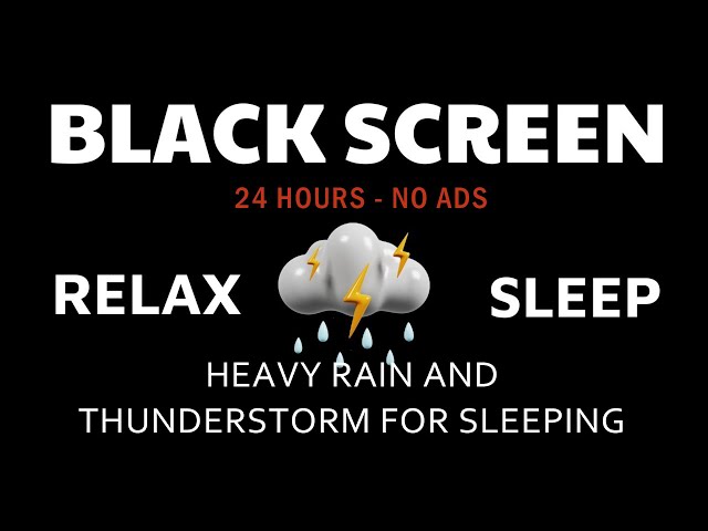 [No mid-roll ads]🌧️ Heavy Thunder and rain Sounds on meta roof -  sleeping black screen no ads 🌙