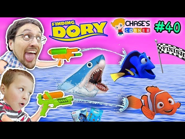 Chase's Corner: FINDING DORY & NEMO SHARKS RACE w/ Water Fun (#40) | DOH MUCH FUN