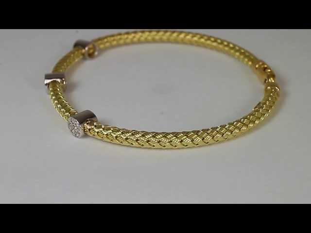 Beautiful 14K Gold Diamond-Accented Basket-Weave bracelet 0.28 tcw