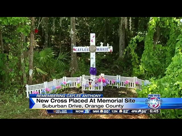 New cross placed at Caylee Anthony memorial site