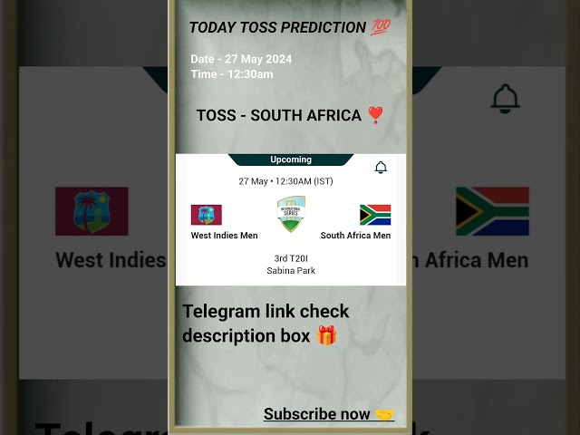 West Indies vs South Africa toss Prediction | Toss prediction today 😍 | 3rd T20 match 2024