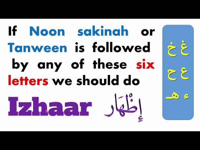 Noon Sakinah and Tanween Rule#1  " Izhaar" الإظهار