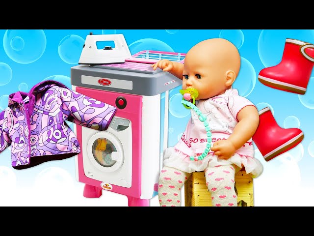 Baby Annabell -nuken vaatteet ja lelupesukone. Tyttöjen leluja.  Lasten videoita