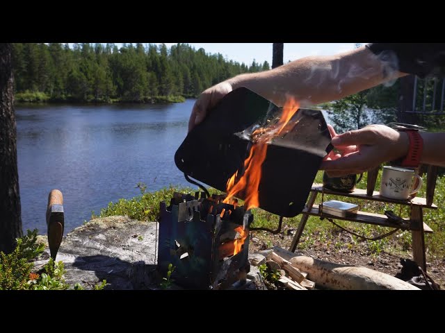 Bushcraft Coffee by the river, Røros Norway. Helle Nord and Fennek titanium stove.