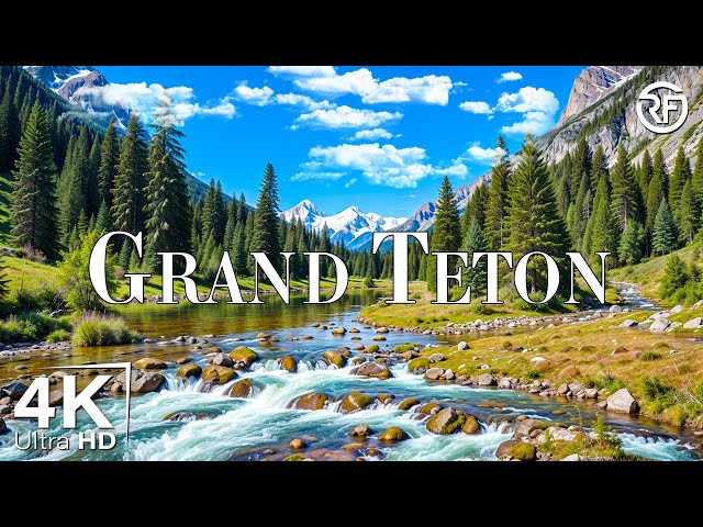 FLYING OVER GRAND TETON (4K UHD) - Relaxing Music Along With Beautiful Nature - 4K Video Ultra HD