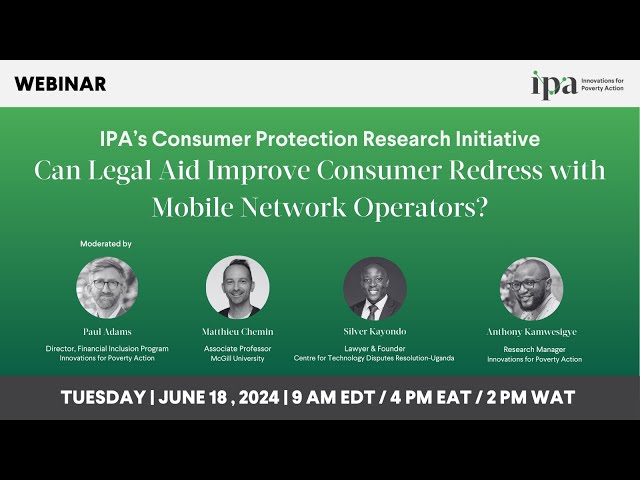 Webinar | Can Legal Aid Improve Consumer Redress with Mobile Network Operators? | IPA