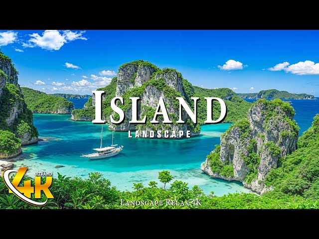 FLYING OVER ISLAND 4K UHD - Relaxing Music With Beautiful Nature Videos - 4K ULTRA HD