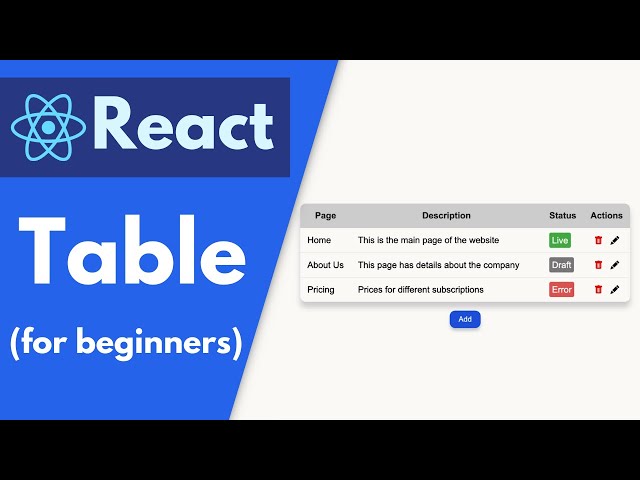 Make an Editable Table in React (Add/Edit/Delete Rows) | Beginner Friendly Tutorial