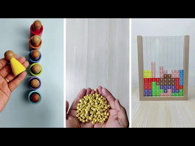 ASMR Video with jingle bells, beads, balls, wooden toys, marble run and other