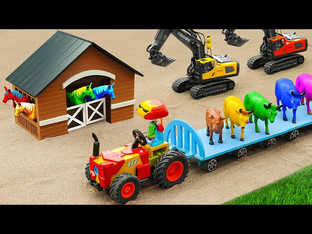 Diy tractor making mini Cow House Construction | diy Tractor Transporting Cattles Accident | HP Mini