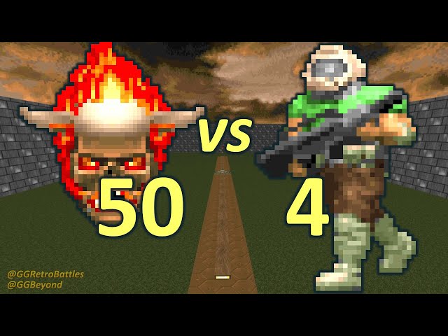 50 Lost Souls vs 4 Doomguys - Doom Co-op Simulation - Doom Retro Battles