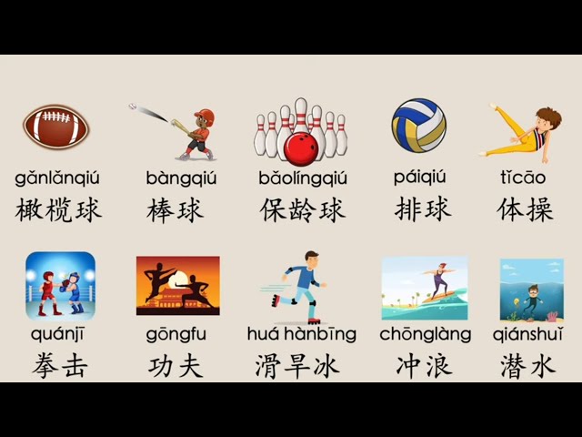 【EN SUB】Sports in Chinese Mandarin, 学中文, 我爱运动, 教学视频，汉语教学词卡，中文学习词卡/MrSunMandarin