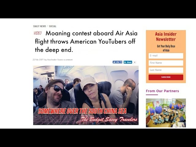 Moaning contest aboard Air Asia flight throws American YouTubers off the deep end.