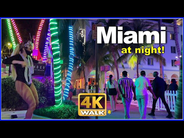 【4K】WALK Ocean Drive at night MIAMI South Beach travel vlog