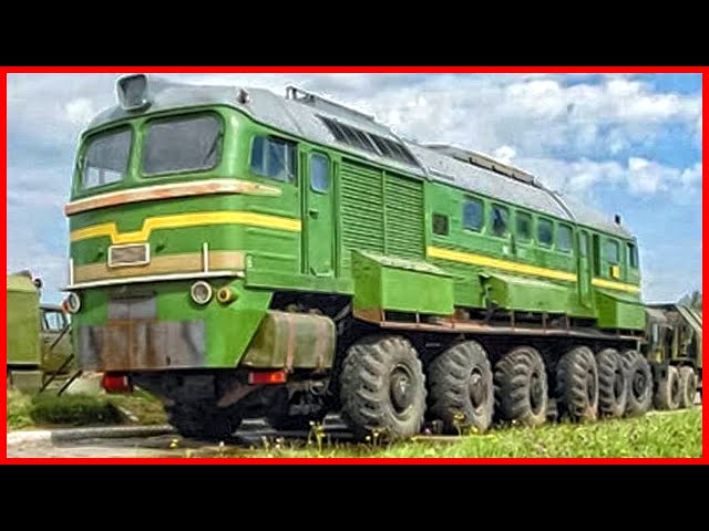 Most Amazing Train on Giant Wheels. Diesel Locomotive on Wheels. Diesel-M62 Locomotive