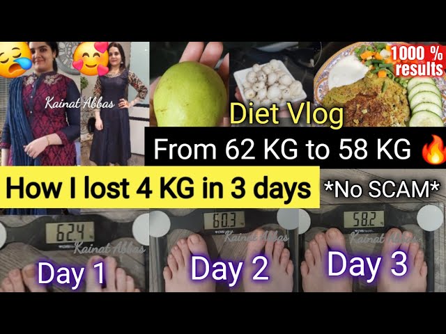 How I Lost 4 kg in 3 days | My Weight Loss Diet Vlog | 600 Calorie Diet Plan by Kainat Abbas