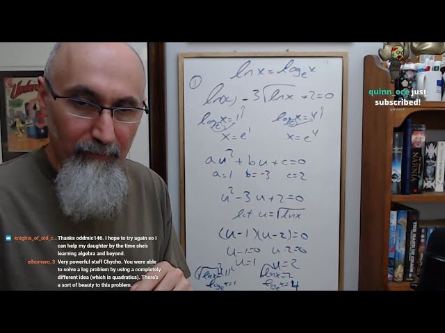 ASMR Math: Solving Logarithmic Equations (12:00, 31:39), Graphing Rational Function (1:07:12) & more