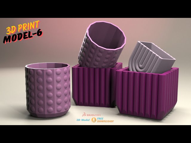 3D-Print Free models | Pink Flower Pots | Solid works | Model-6