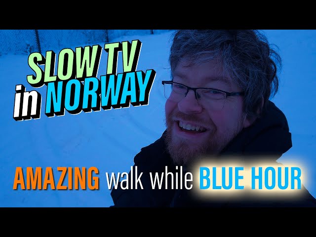 [Slow TV] Must go out walking FRESH WHITE SNOW // Amazing BLUE HOUR - Mjøndalen, Norway, Winter 2022