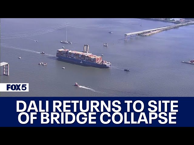 Baltimore Key Bridge collapse: Dali passes through site where bridge crumbled