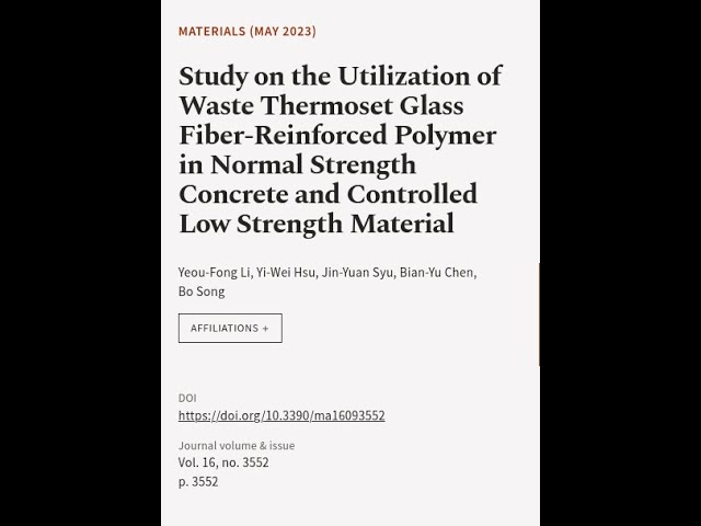 Study on the Utilization of Waste Thermoset Glass Fiber-Reinforced Polymer in Normal ... | RTCL.TV